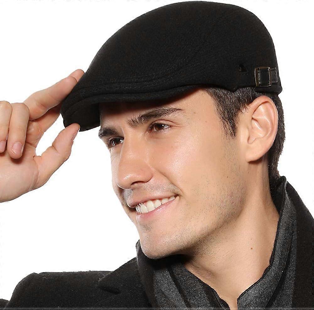 Men's Flat Beret Cap Adjustable Flat Hat Autumn Winter