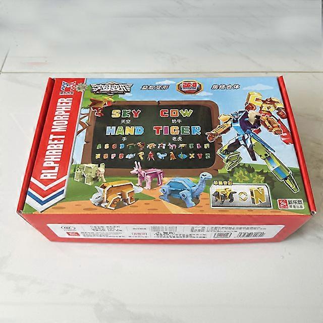 Con Scatola Assemblare Numero Robot Trasformazione Blocchi Action Figure Auto Modello Dinosauro Deformazione Cifre Lettere Alfabeto Giocattoli