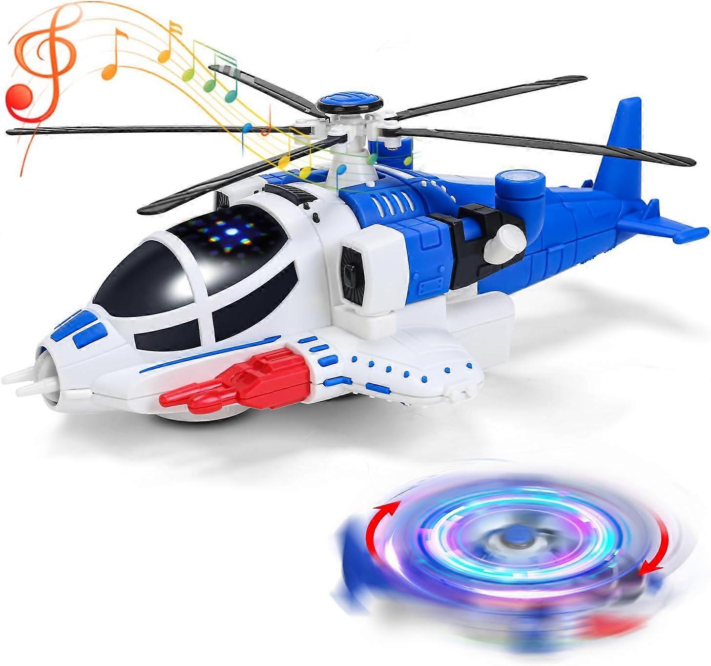 Boys Blue Unbrand Helicopter Toys For Kids Play Airplane With Lights And Sounds, 360Freedom And Auto-Steering Plane, Helicopters Toys Gifts For Kids