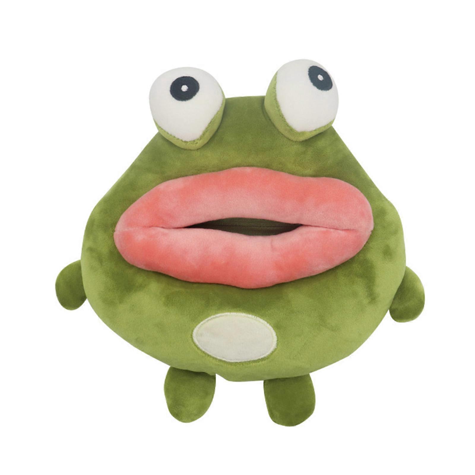 Animal Armrest Box Siège d’auto Tissue Box Mignon Confortable Cartoon Green Creative Plushy Tissue Box