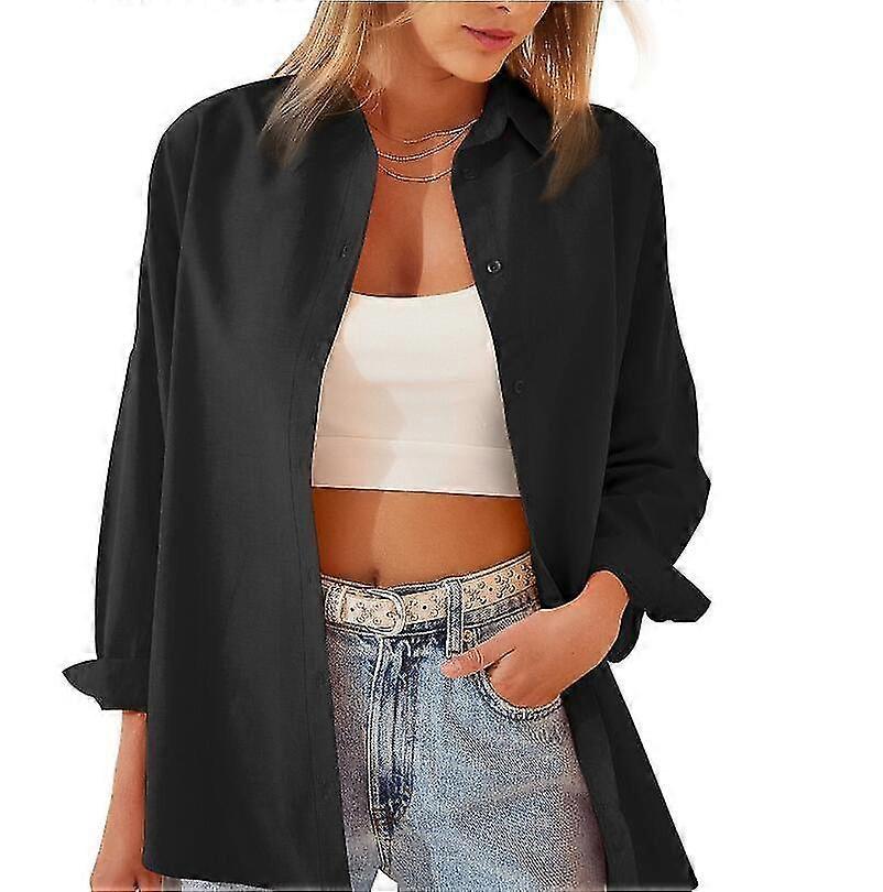 Women's Long Sleeve Solid Color Cardigan Shirt Top