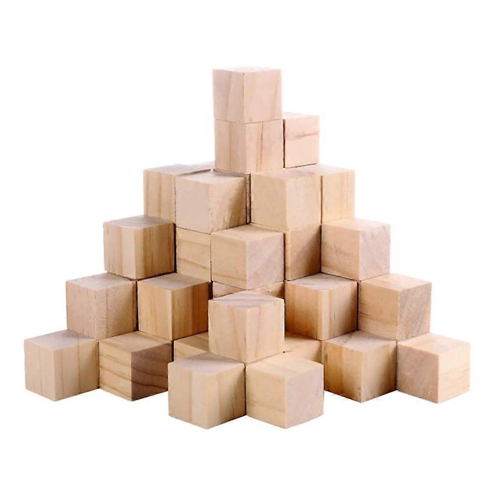 50Pcs Wooden Cubes Square Children Blocks for Puzzle Making Crafts DIY Projects