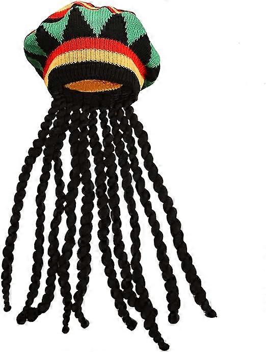 Rasta Hat with Black Dreadlocks Jamaican Dreadlocks Wig Rasta Wig Cap