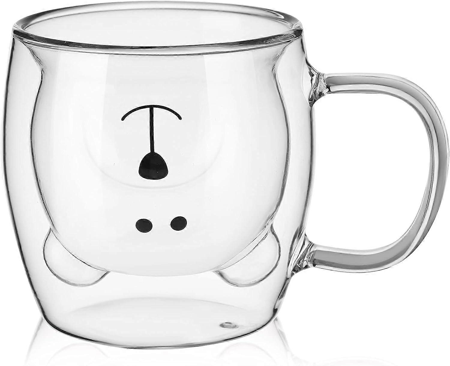 Söt Björn Tekopp Dubbelglas Mjölk Kaffe Björnkopp Med Handtag Isolerad Espresso Ölmugg Söt Pojke