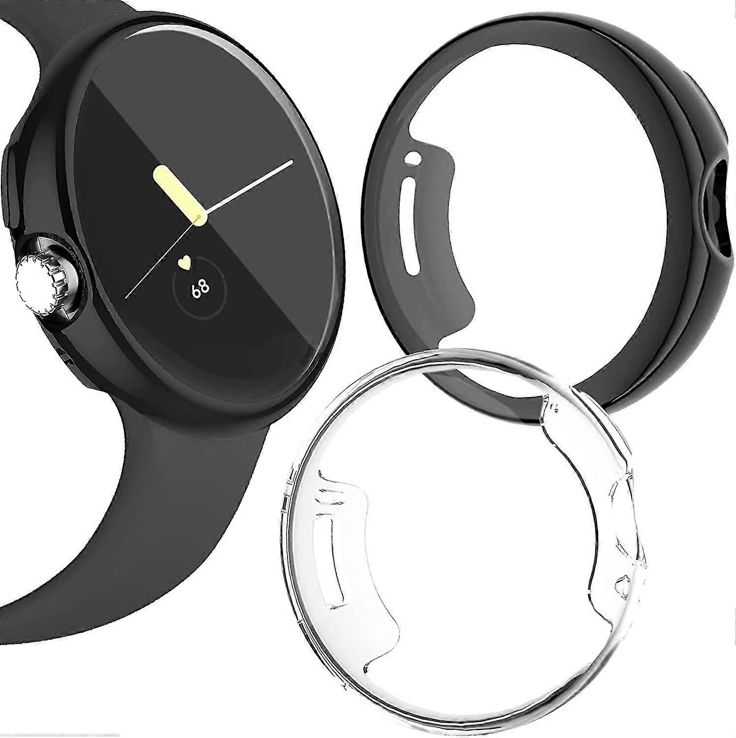 2pcs Case Compatible Google Pixel Watch With Screen Protector, Soft Thin Google Pixel Watch Bumper Case