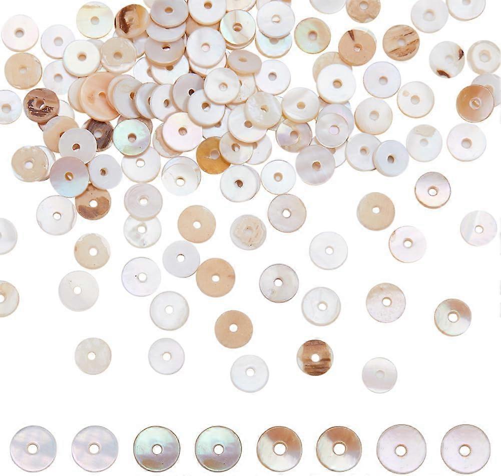 1 Box 200Pcs Flat Round Shells Flat Round Shell Beads Shell Bead Charms Freshwater Shells Summer Ocean Sea Hawaii Spacer Loose Bead for Jewelry Making