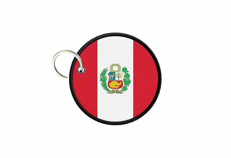 Keychain keys Peruvian peruvian flag printed round round round