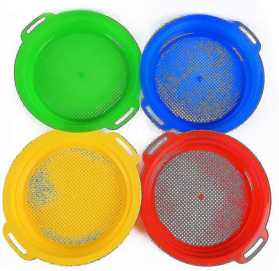 子供用ベビービーチ玩具、メッシュふるいセット、砂掘り、砂滑り玩具、砂遊び道具(4個入り、4色)
