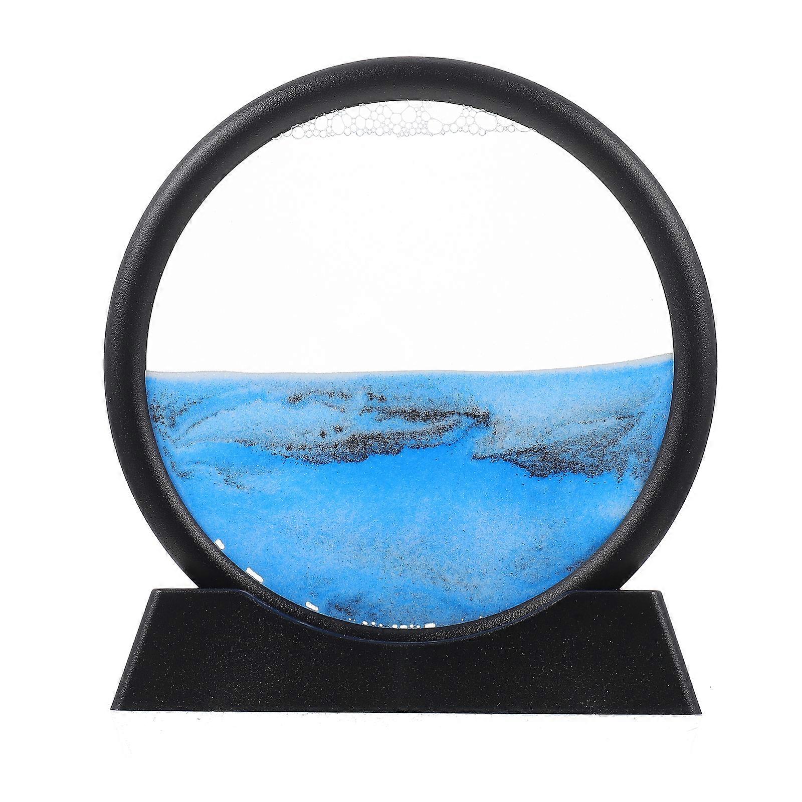 Moving Sand Art Picture Round Glass 3D Dynamic Sand Art Liquid Motion Ornament