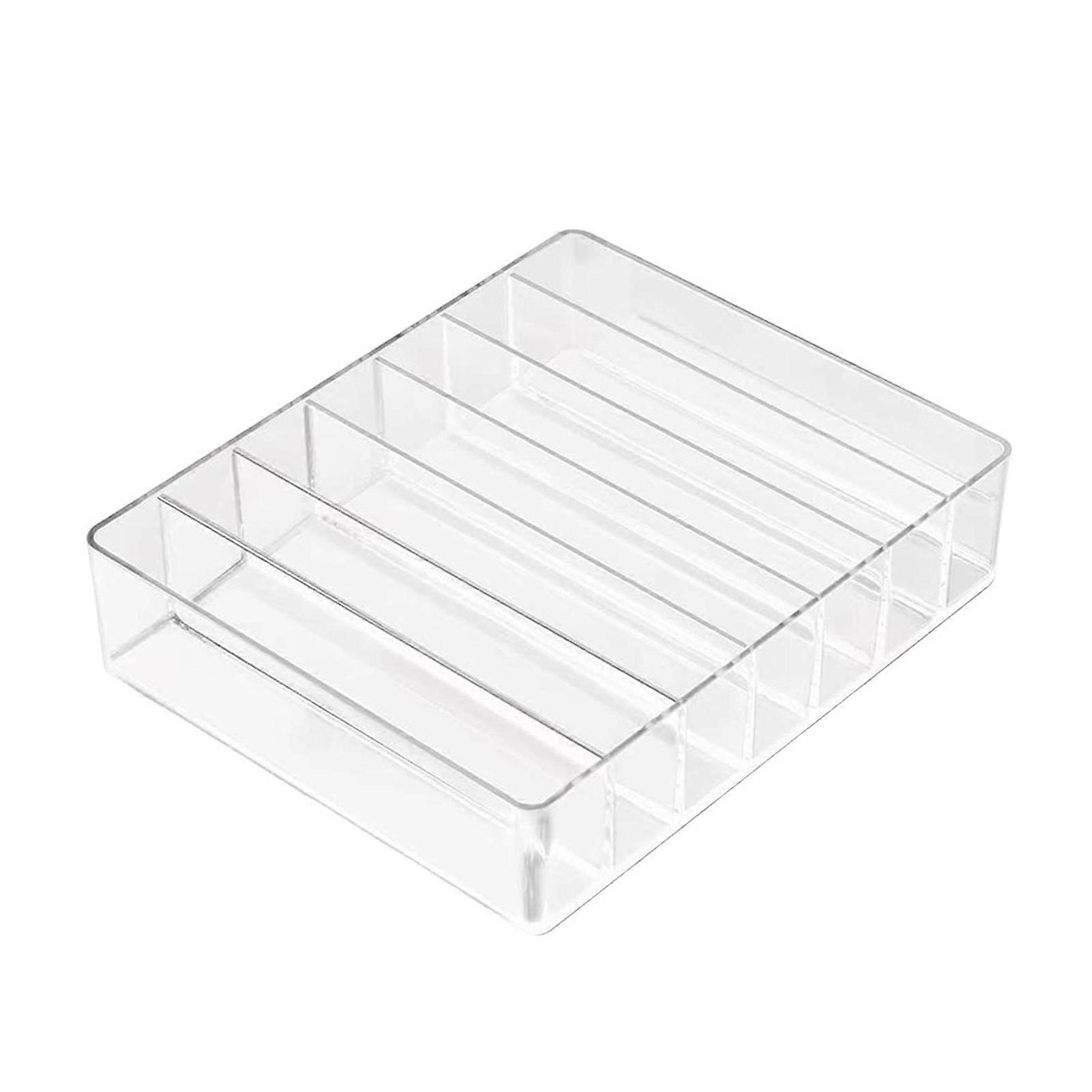Cosmetic Storage Box Transparent Design Multiple Compartments Large Capacity Makeup Organizer 7 Sections Divided Clear Storage Holder Jikaix