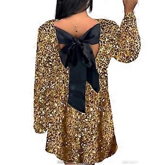 Women's Sequined Dress Ribbon Long Sleeve Party Night Out Club Festival  Dresses,Shining Sequin Bowknot Mini Dress | Fruugo IL