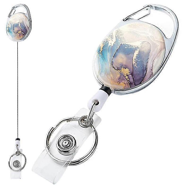 Badge Reel Marble Badge Clip Retractable Badge Holder Keychain Sturdy Space Saving Retractable Badge Reel Clip For Key Badge