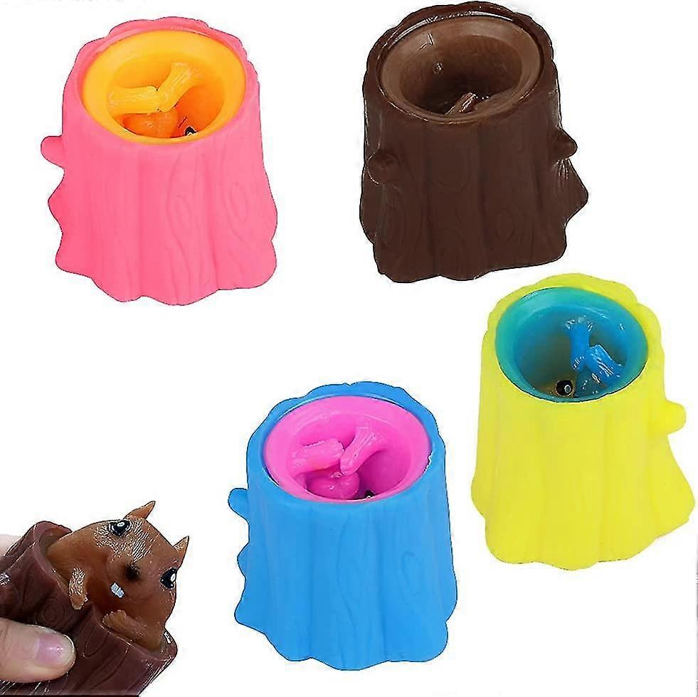 Evil Squirrel Cup, 4pcs Evil Decompression Tree Stumps, Silicone Decompression Evil Squirrel Cup