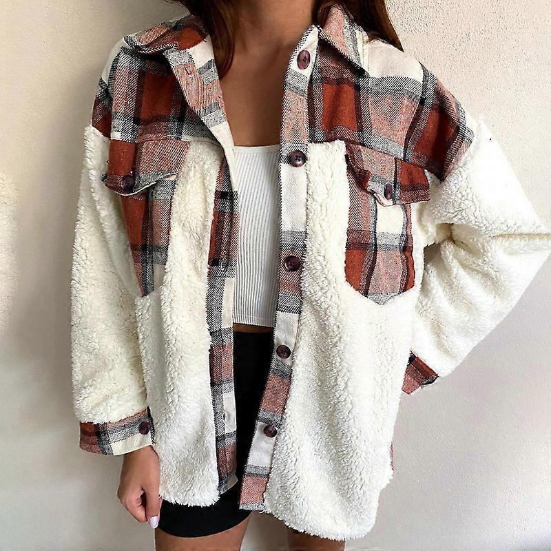 Jackets for Women 2023 Plaid Lapel Regular Sleeve Casual Button Woolen Women's Coat New Outerwear