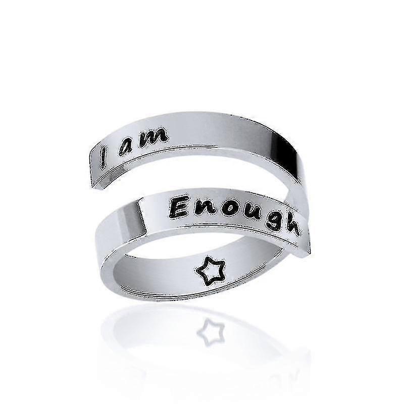 Fashion Lettering Double Layer Ring Simple Opening Adjustable Lettering Ring