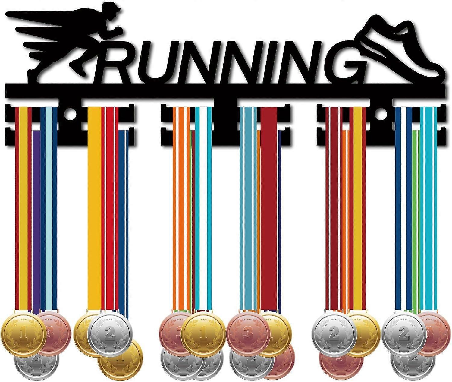 Running Medal Holder Display Medal Hanger Rack Acrylic Wall-Mounted Medal Hook with 12 Separate Hooks Hang 0ver 40+ Medals for Triathlon Runing Bicycl