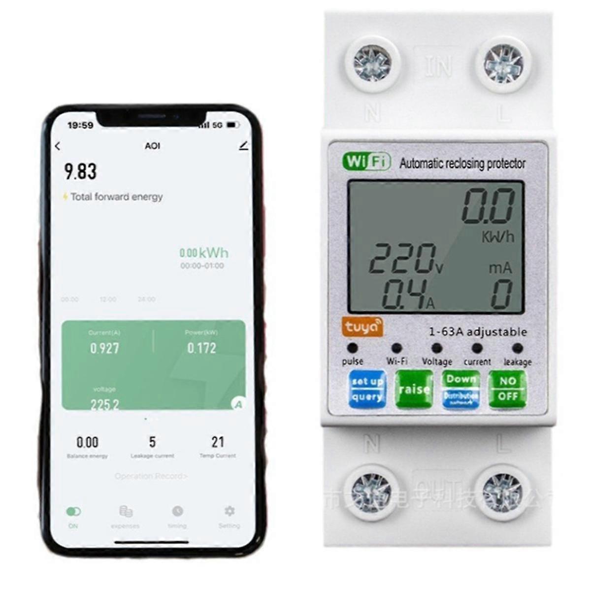 Smart Circuit Breaker 63A DC WIFI - 12-80V Mit App & Sprachsteuerung