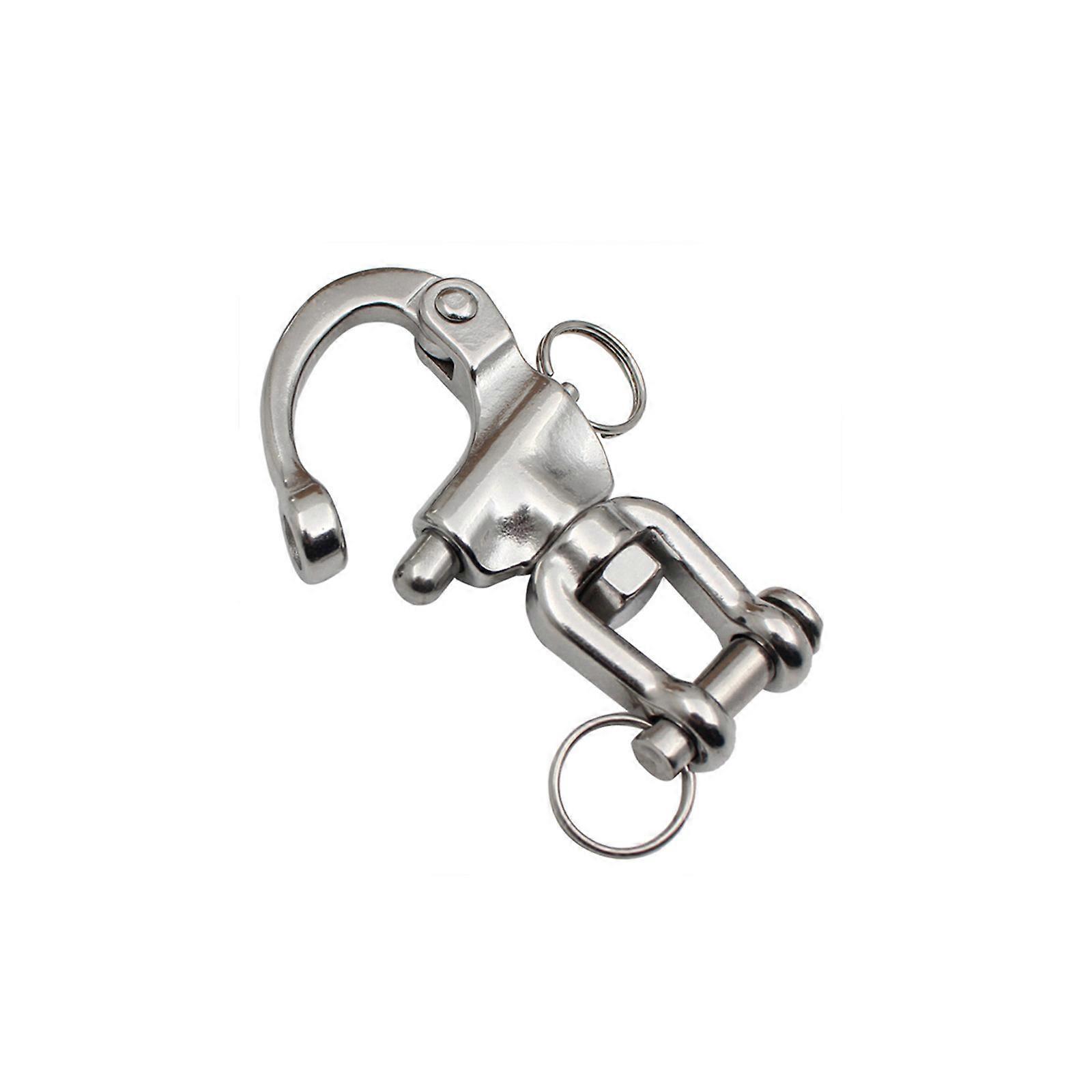 Edelstahl Schnellspanner Fixed Bail Snap Schäkel mit Ring 70/87/128mm