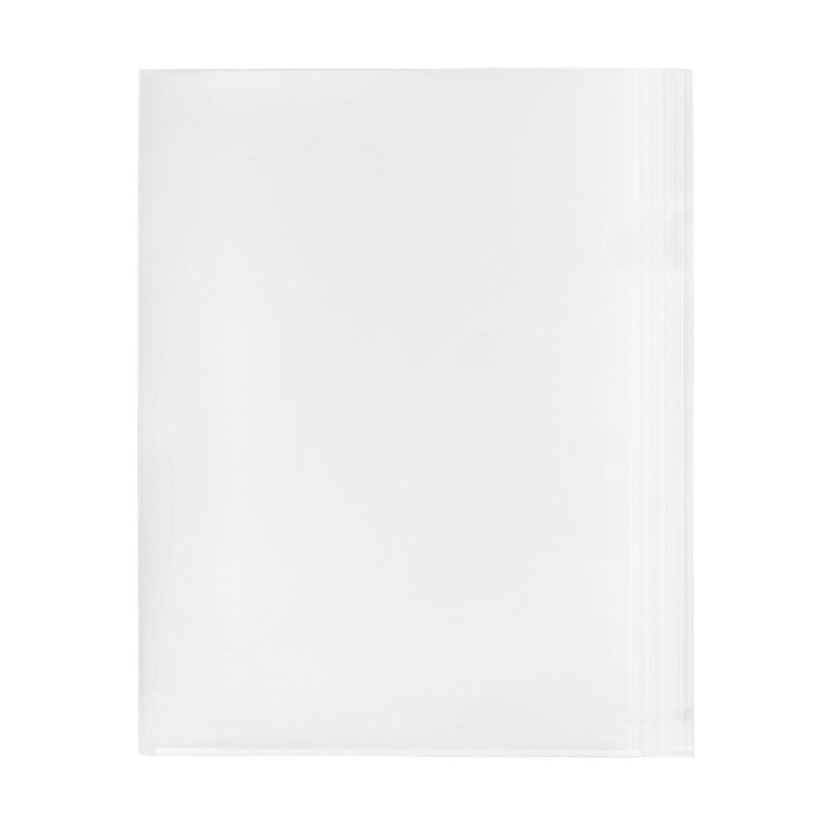 30pcs A4 Transparent Stationery File Folder L Type Folder PP Document Expanding File (White)