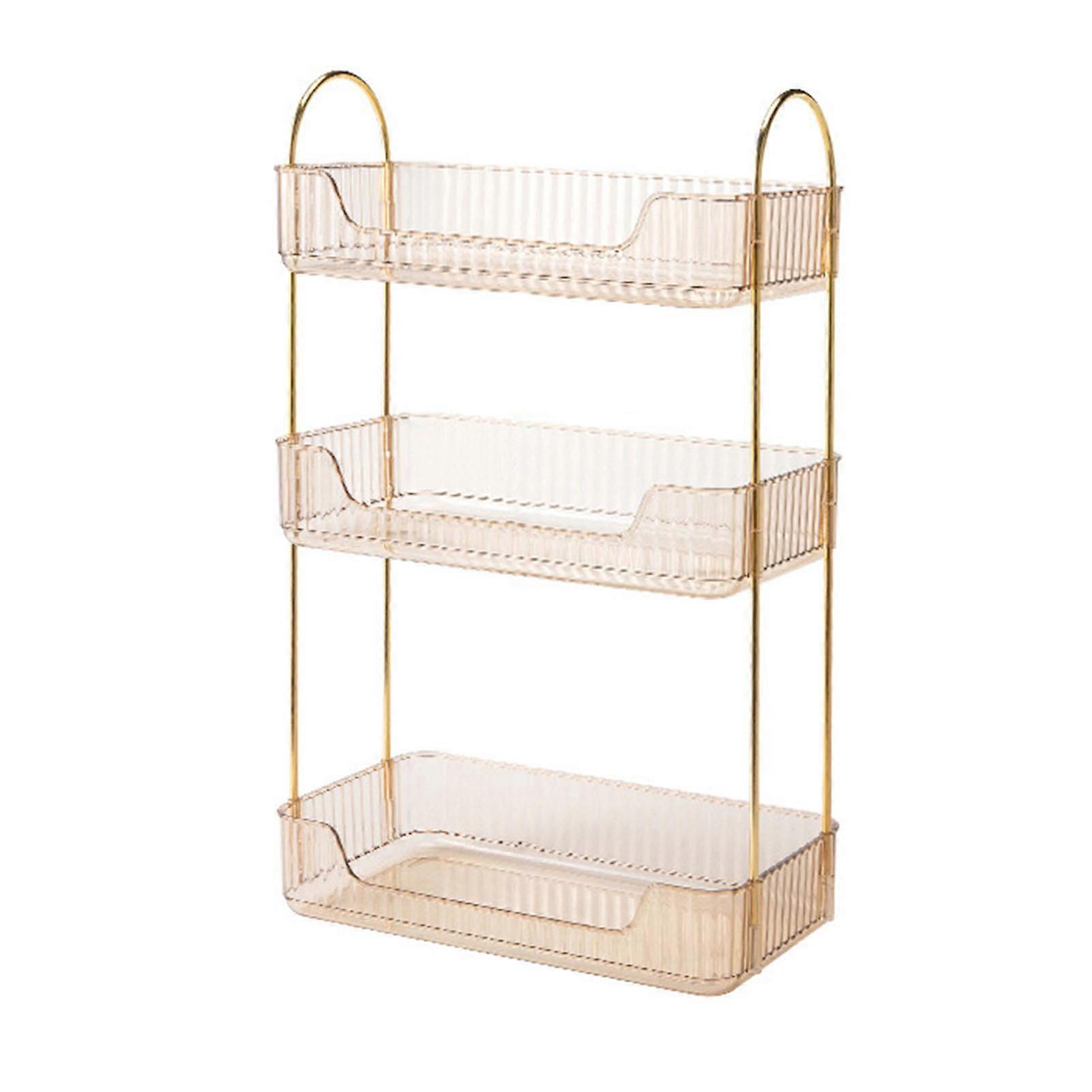 3-Layer Storage Rack Cosmetic Organizer Large Capacity Easy Assembly Countertop Makeup Perfume Tray Storage Organizer