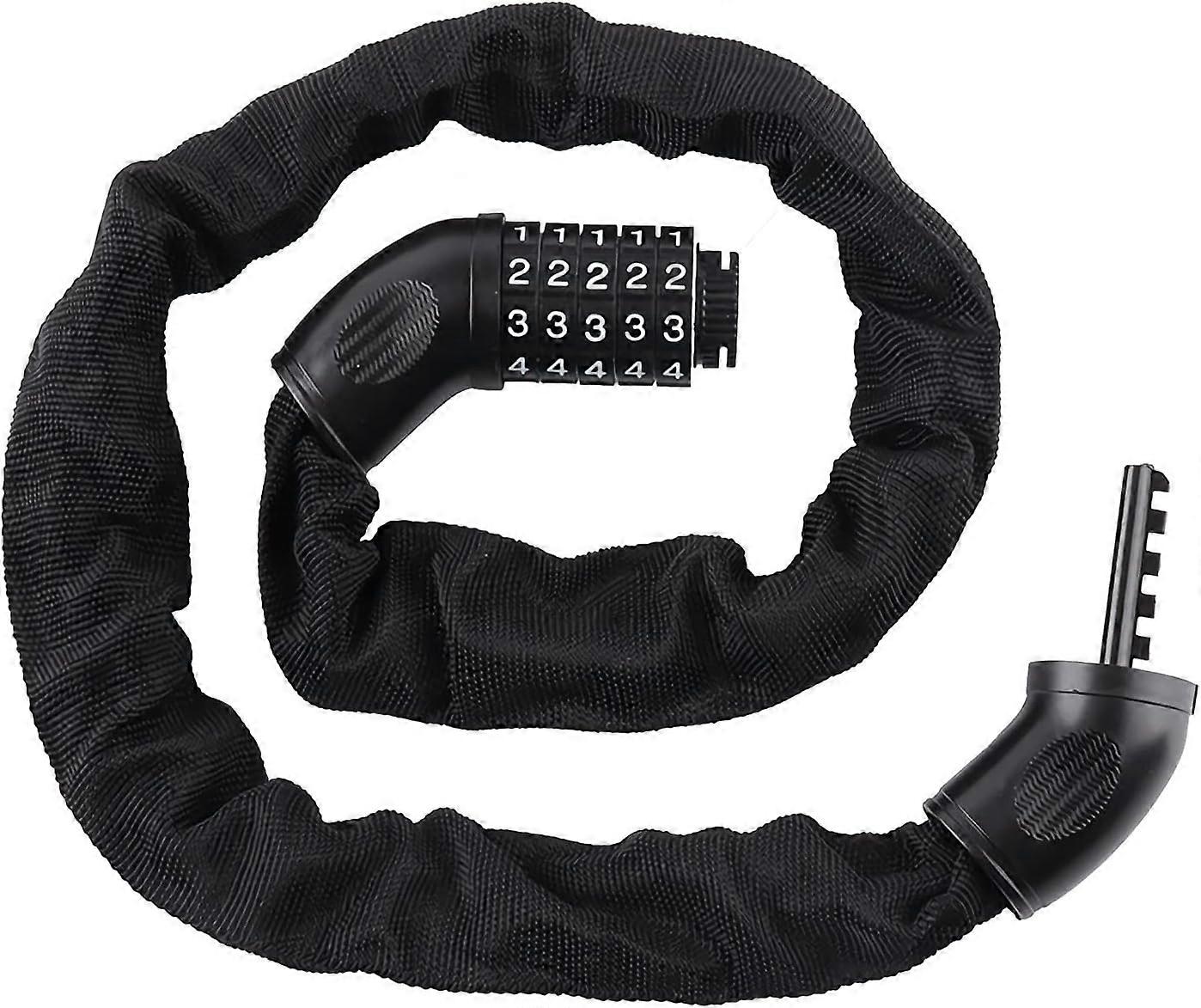 nice Chain Lock, Bike Lock Chain - Bike Lock with 5 Digit Code - High Security - Hardened Steel Chain - Extremely Robust Fabric Sheath - Bicycle Combi