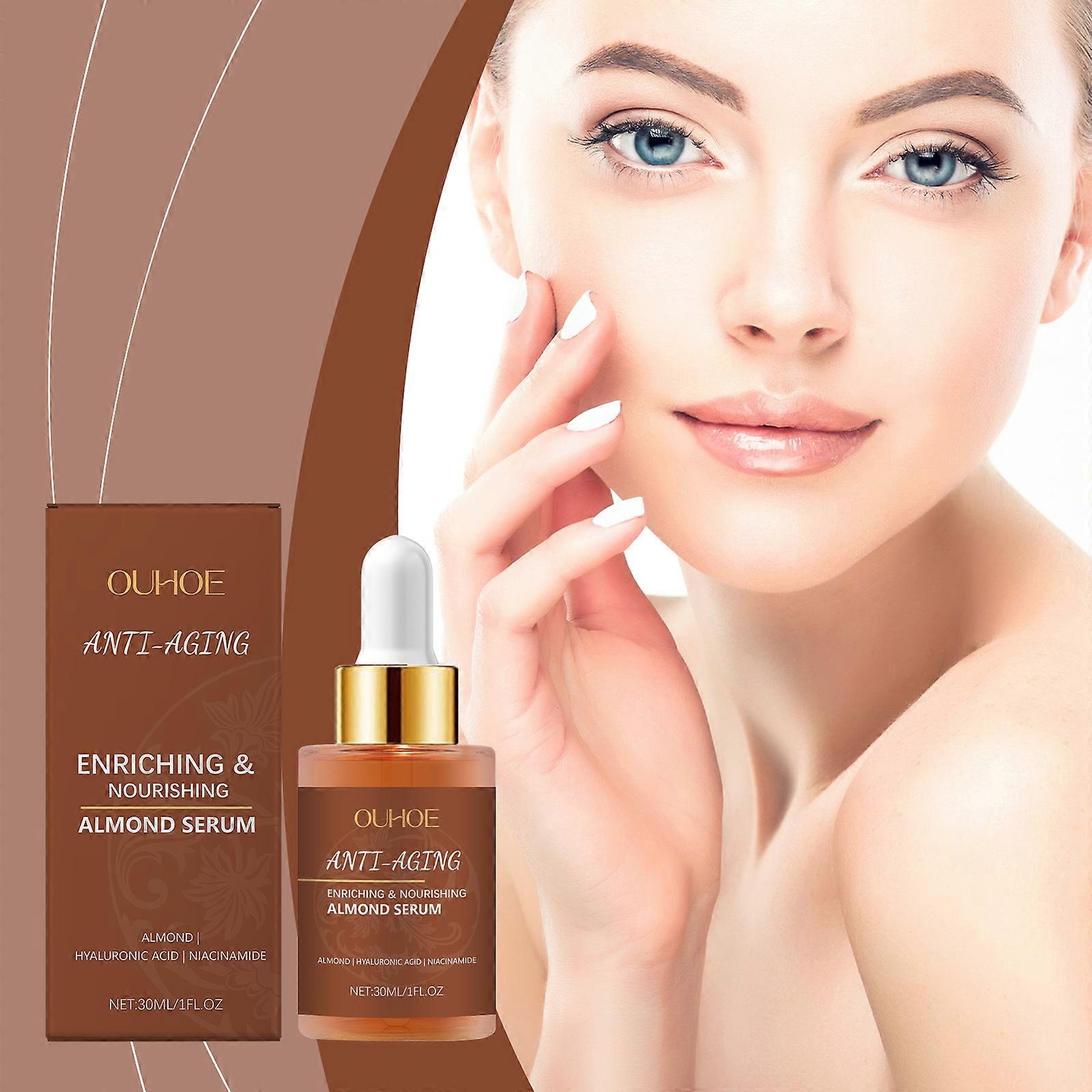 Anti-aging Almond Serum, Anti-aging Facial Serum with Almond & Hyaluronic Acid, Firming and Anti-Wrinkle Serum For Face, Enriching & Nourishing