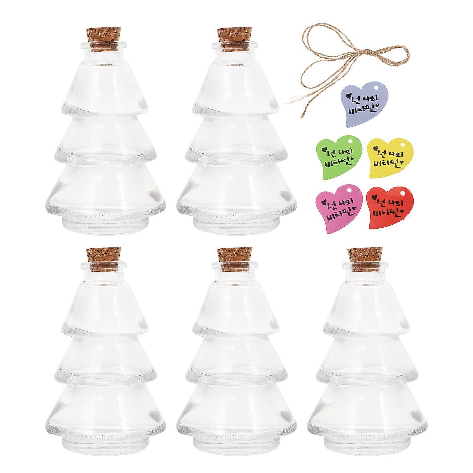 5st Transparent Trä Kork Glasflaskor Kreativa Önskeflaskor Drift Flaskor