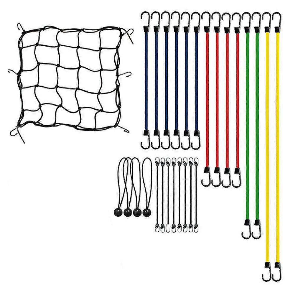 Outdoor Elastic Rope Bungee Cord Straps Hammock Fixing Rope with Hook (27pcs)