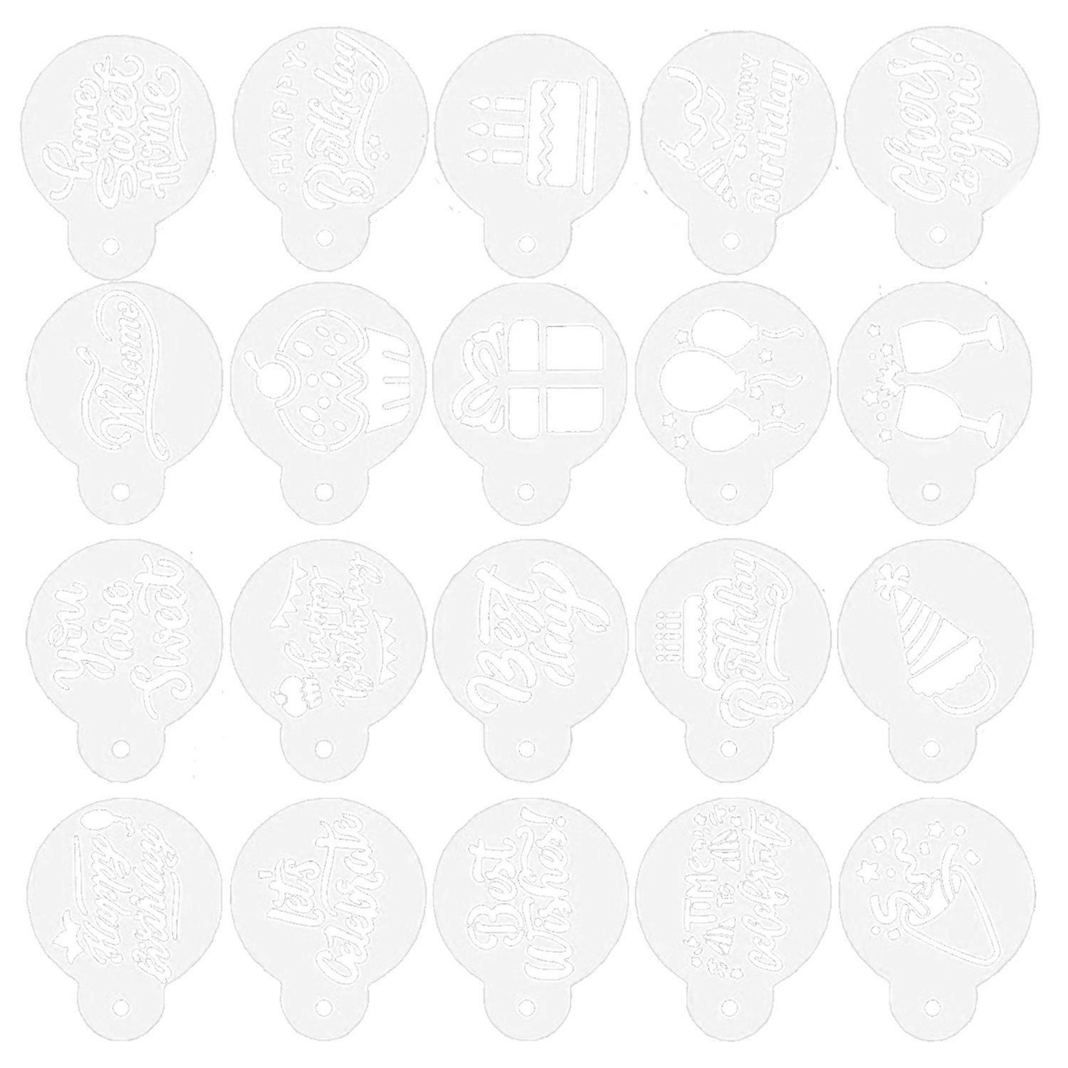 20 Pcs Cake Flower Spray Molds Different Patterns Reusable Food Grade Cookie Stencils Coffee