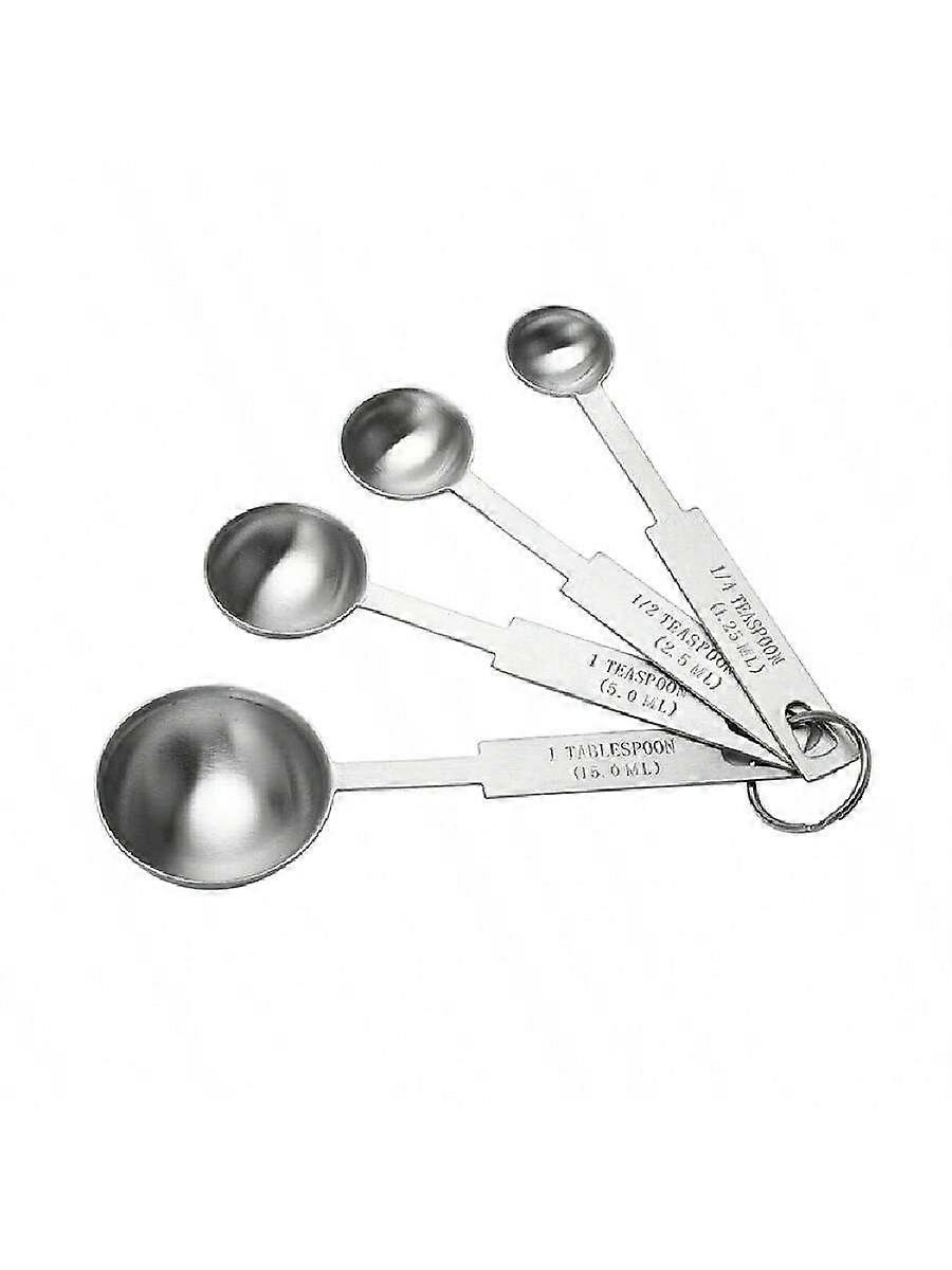 1 مجموعة من ملاعق قياس الفولاذ المقاوم للصدأ 4 قطع مع علامات السعة ، يمكن استخدامها كملعقة توابل ، مغرفة مسحوق الحليب ، مغرفة حبوب البن ، الخبز