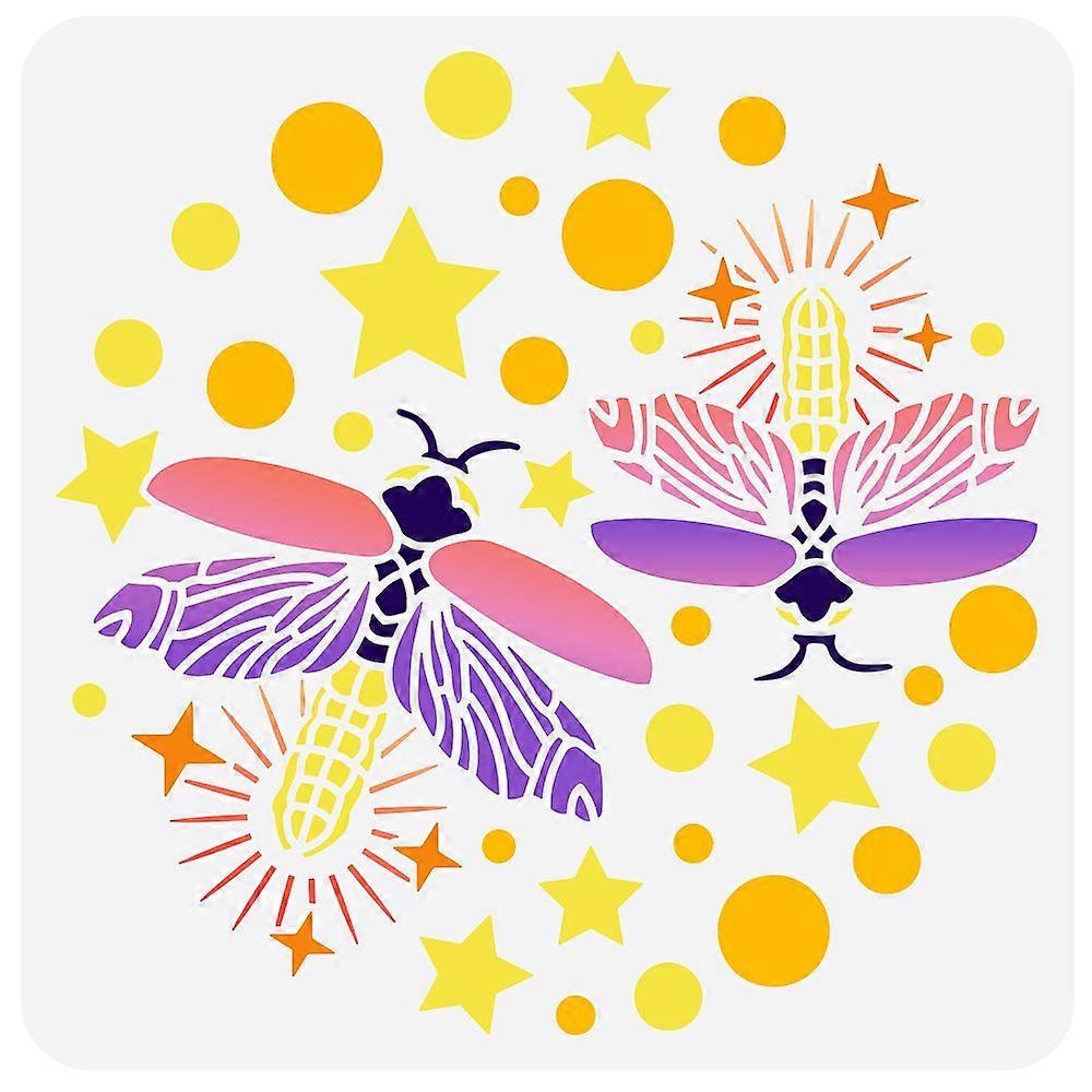 PET Hollow Out Drawing Painting Stencils for DIY Scrapbook Photo Album Insect Pattern 30x30cm