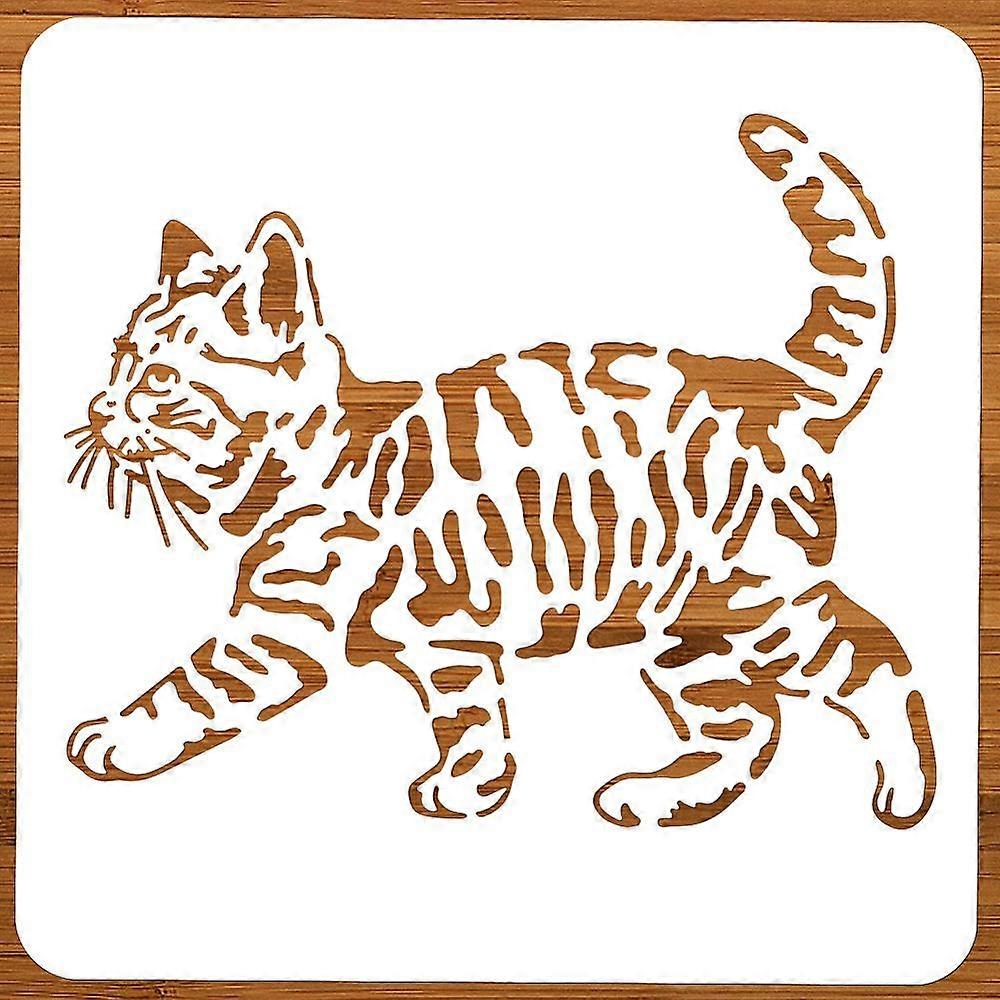 PET Hollow Out Drawing Painting Stencils for DIY Scrapbook Photo Album Cat Shape 300x300mm
