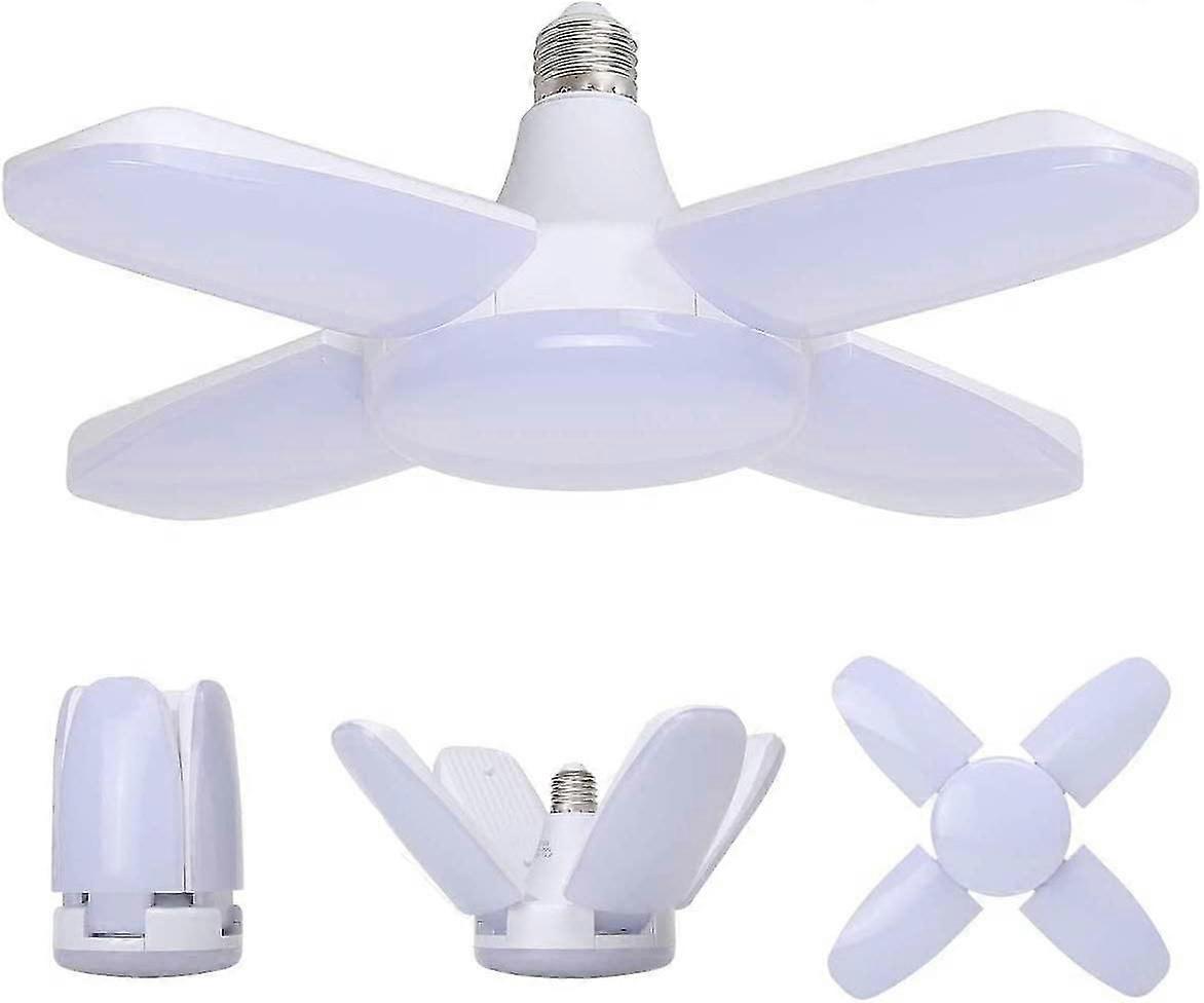 60w Led Garage Light, E27 6000 Lumens Safety Ceiling Light, Deformable Workshop Light With 4 Adjustable Panels, Super Bright Daylight For Garage, Ware