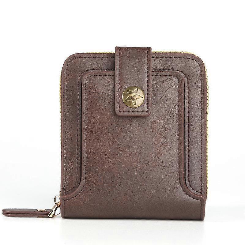 Men's short multi-card slot concealed buckle zip money wallet retro simple multi-function wallet