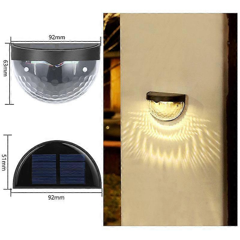 Round Solar Garden Light Waterproof Warm Lighting Effect Decorative Lamp Solar Fence Light