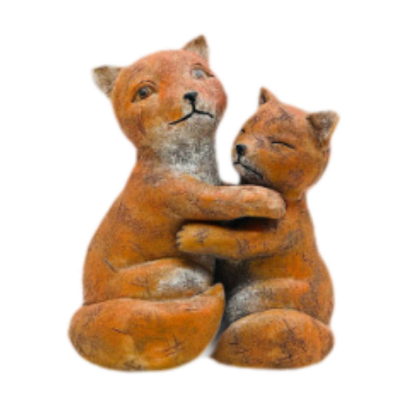Foxes Statue Display Adorable Crafts Figurine for Bookshelf Farmhouse Garden