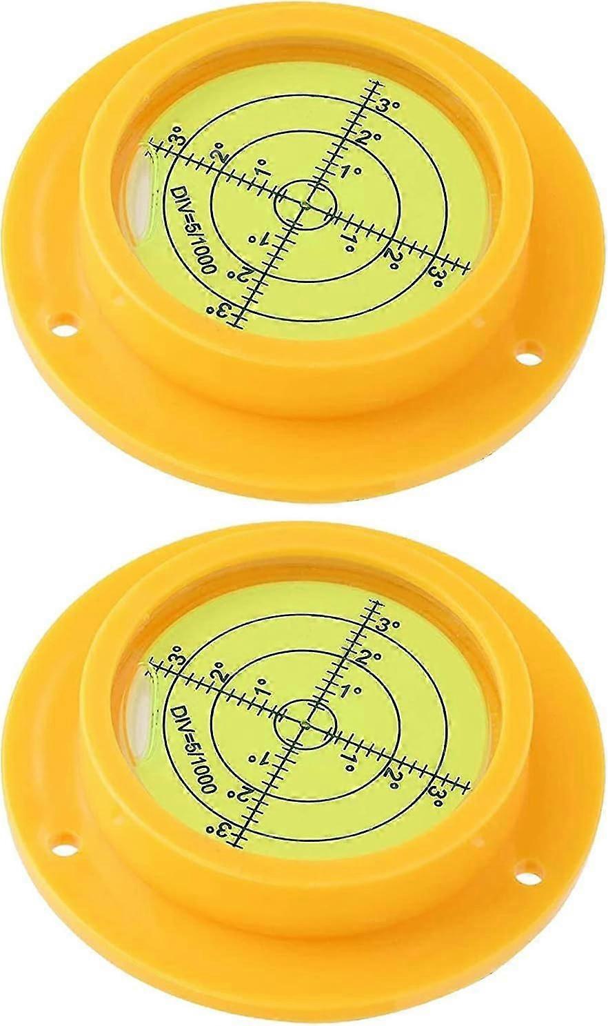 90mm Bubble Level Bulls Eye Spirit Round Surface Inclinometer for Instruments and Tribrachs (2 Piece)