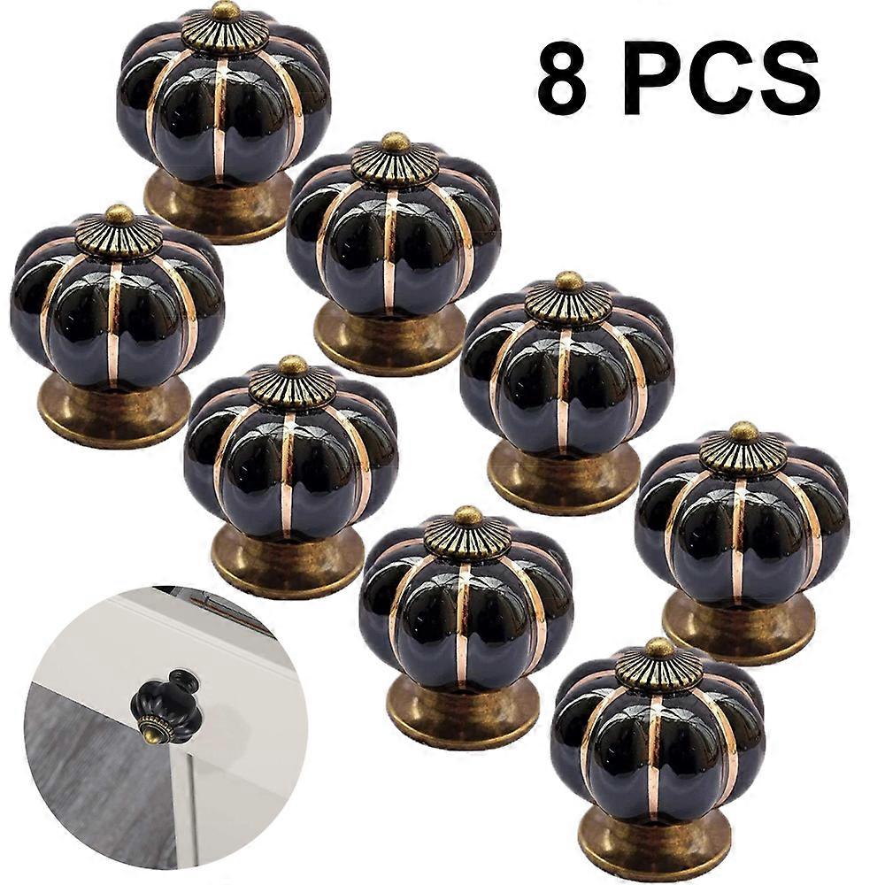 Round Ceramic Pumpkin Cabinet Knobs, Furniture Knobs, Pulls, Chrome Finished Base Drawer Handles, Door Hardware
