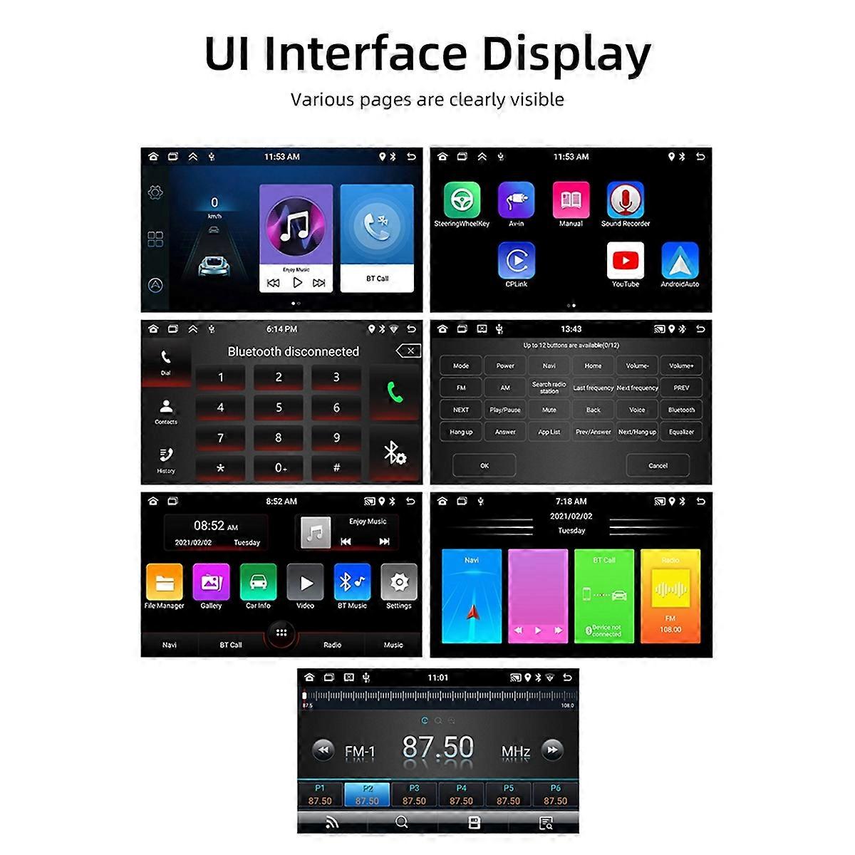 Car 7 Inch Bluetooth Portable Screen 2+64G GPS Navigation Display Wireless Carplay Android Auto for