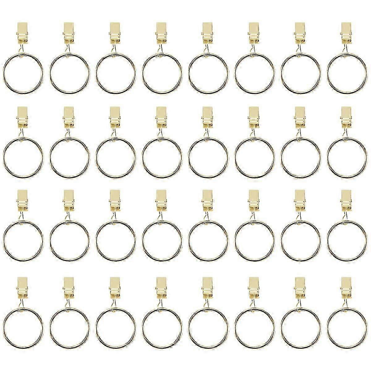 40PCS Curtain Rings with Clips, Strong Drapery Clips Hooks on Tension Rod Bracket, 1.26 Inch Interi