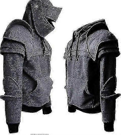 New Year Sweatshirt Male Knight Hooded Elbow Pads Drawstring Facemask Pullover Cos Costume