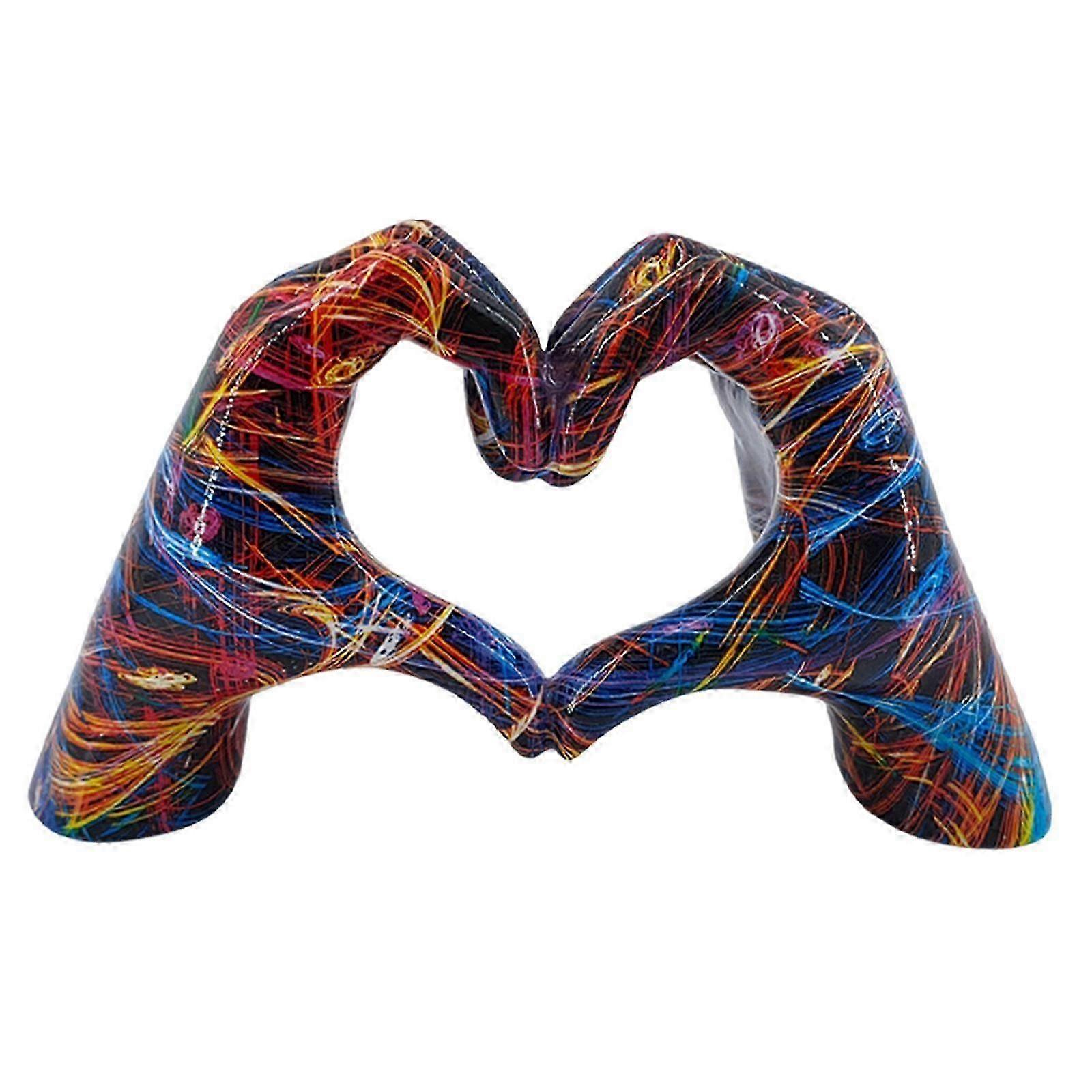 Heart Hand Statue Art Love Finger Sculpture For Tabletop Cabinet Shelf Colorful