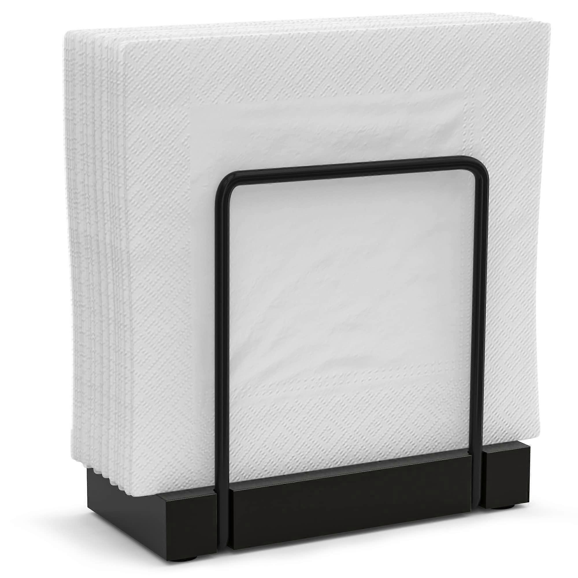 Napkin Holder for Table - Bamboo and Iron Standing Napkin Dispenser for Kitchen, Dining Room, and Farmhouse Decor