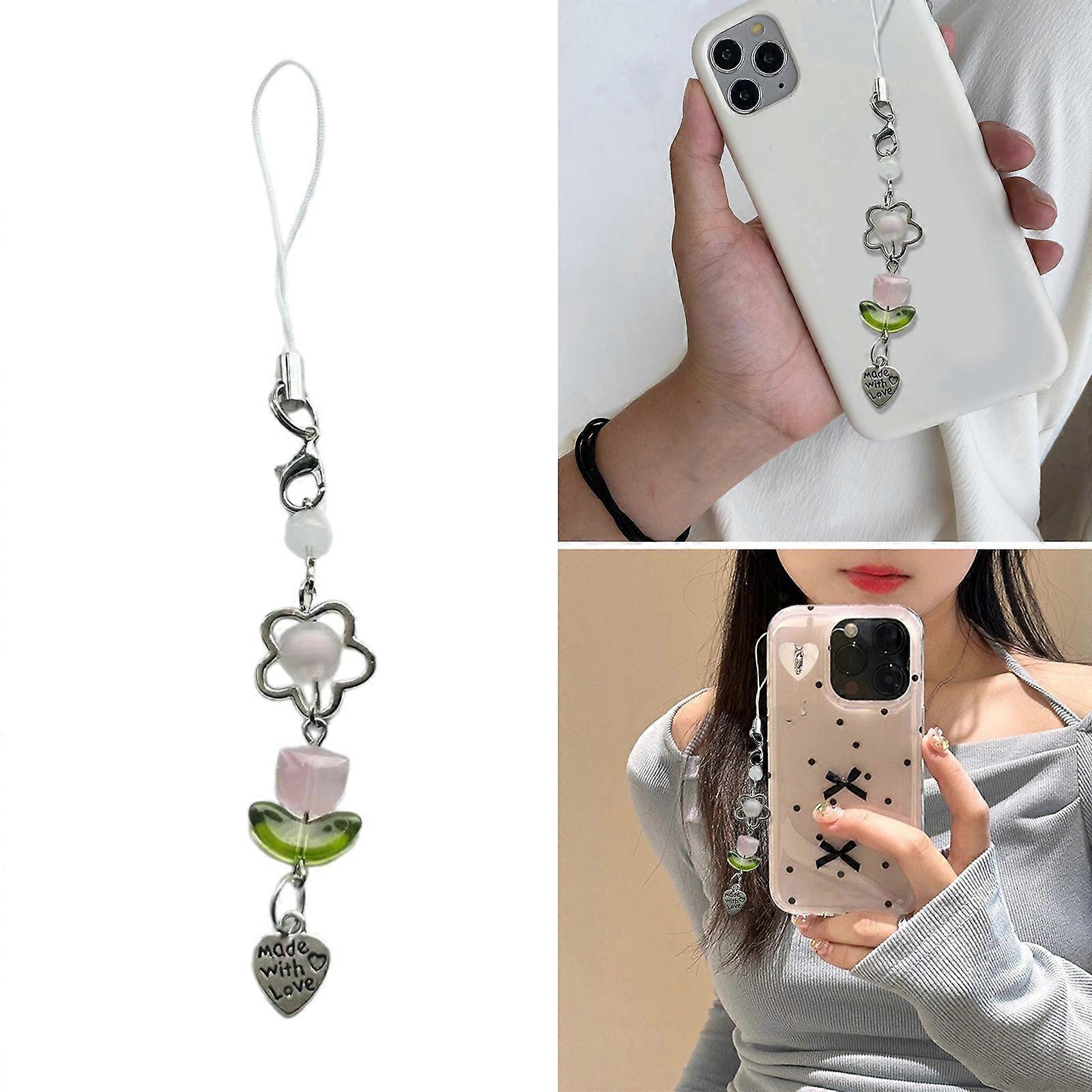 Fashionable Handmade Keychain Colorful Beaded Key Chain Fashionable Keyring Pendant Accessory for Phones and Cameras