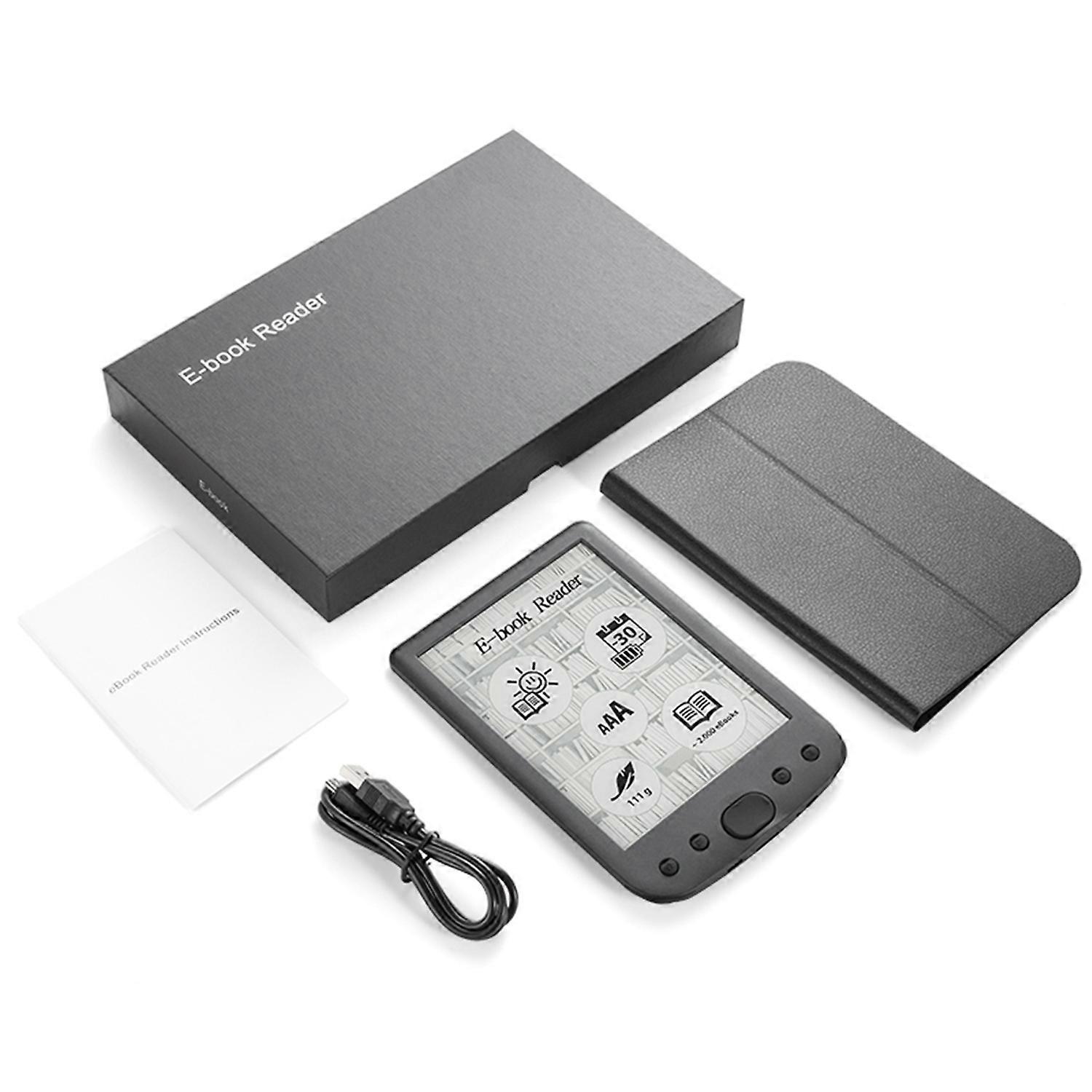 6" E-Book Reader Eye-Friendly E-Reader with E-Ink Screen Portable Audio Video PDF Reader Built-in Sp