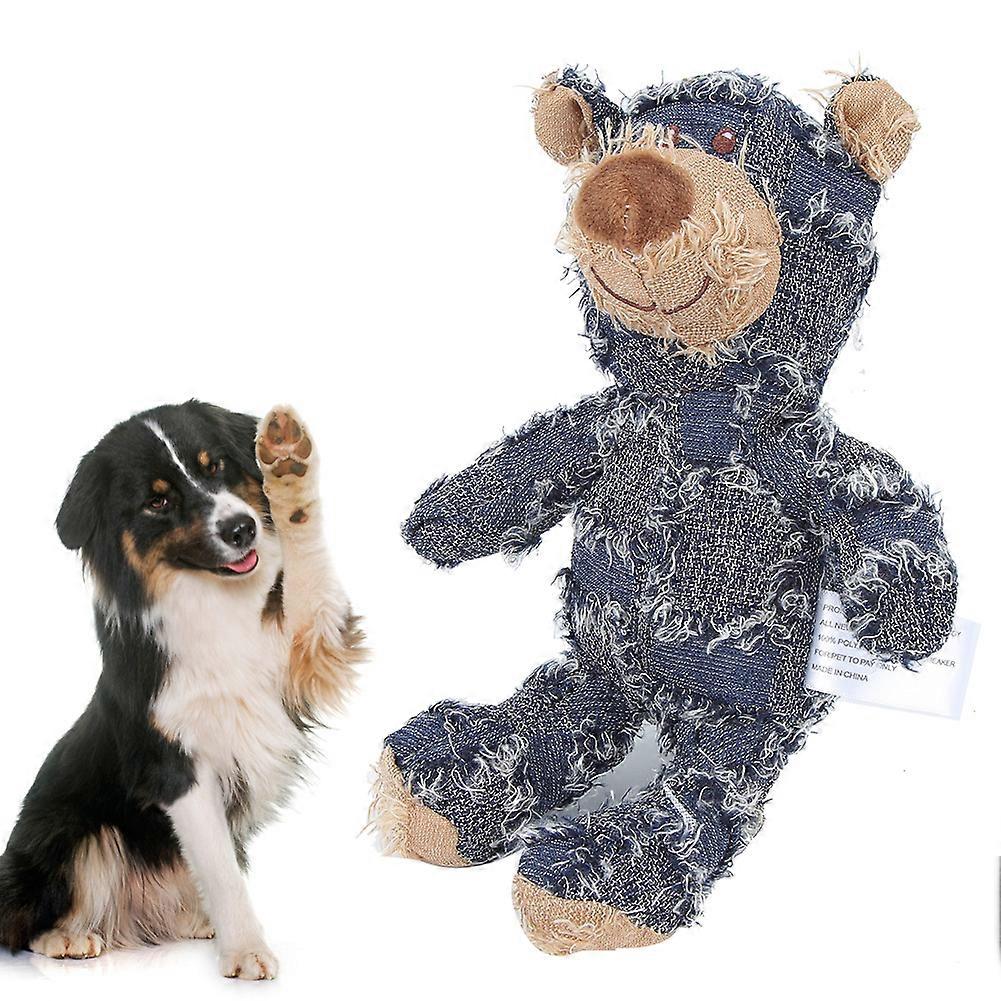 Soft Plush Pet Toy Bear Shape Chew Sound Teeth Cleaning Interactive Training for Dogs, Durable for Biting and Play