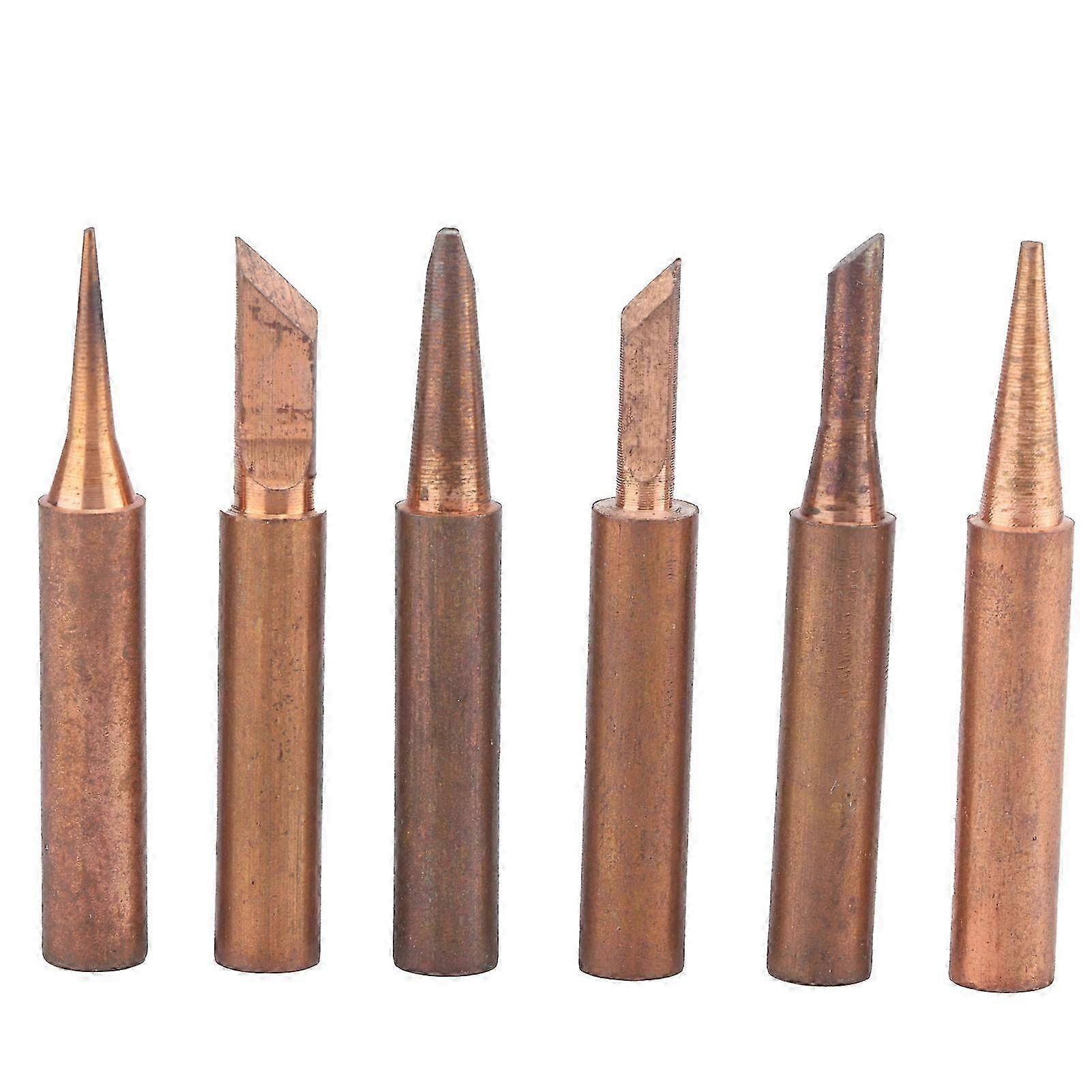 6Pcs Solder Tips Externally Heated Pure Copper Welding Head Replacement Soldering Station Tool