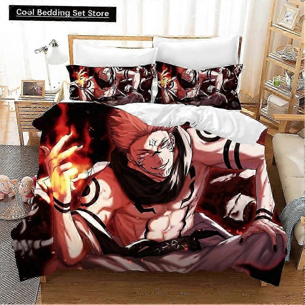 m638 Lakan Jujutsu Kaisen påslakan Coolt sängkläder set japanskt berömt animationsset speciellt för vuxna och barnrumsdekoration lakan