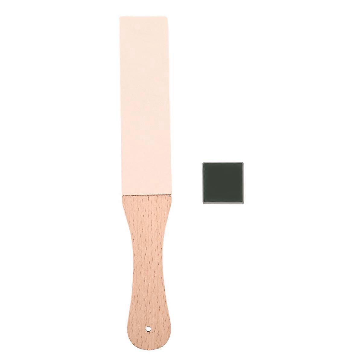Wood Handle Leather Sharpening Strop Board With Polish Compound