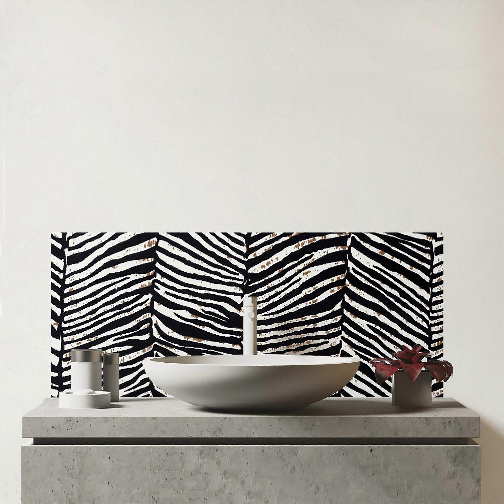 Zebra Pattern Glass Bathroom Splashback